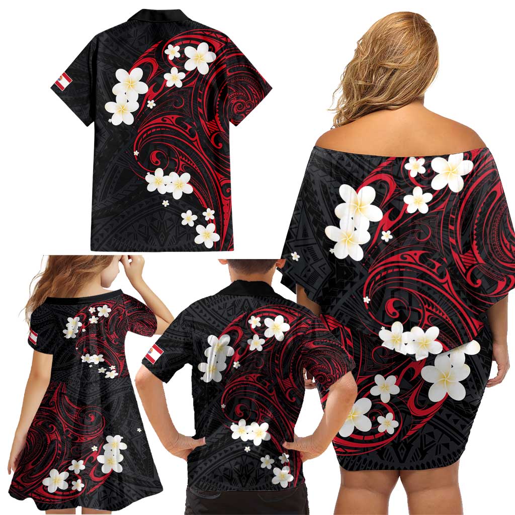 French Polynesia Tiare Day Family Matching Off Shoulder Short Dress and Hawaiian Shirt Seal and Polynesian Pattern LT03 - Polynesian Pride