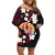 French Polynesia Tiare Day Family Matching Off Shoulder Short Dress and Hawaiian Shirt Seal and Polynesian Pattern