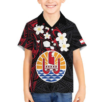 French Polynesia Tiare Day Family Matching Off Shoulder Short Dress and Hawaiian Shirt Seal and Polynesian Pattern LT03 Son's Shirt Black - Polynesian Pride