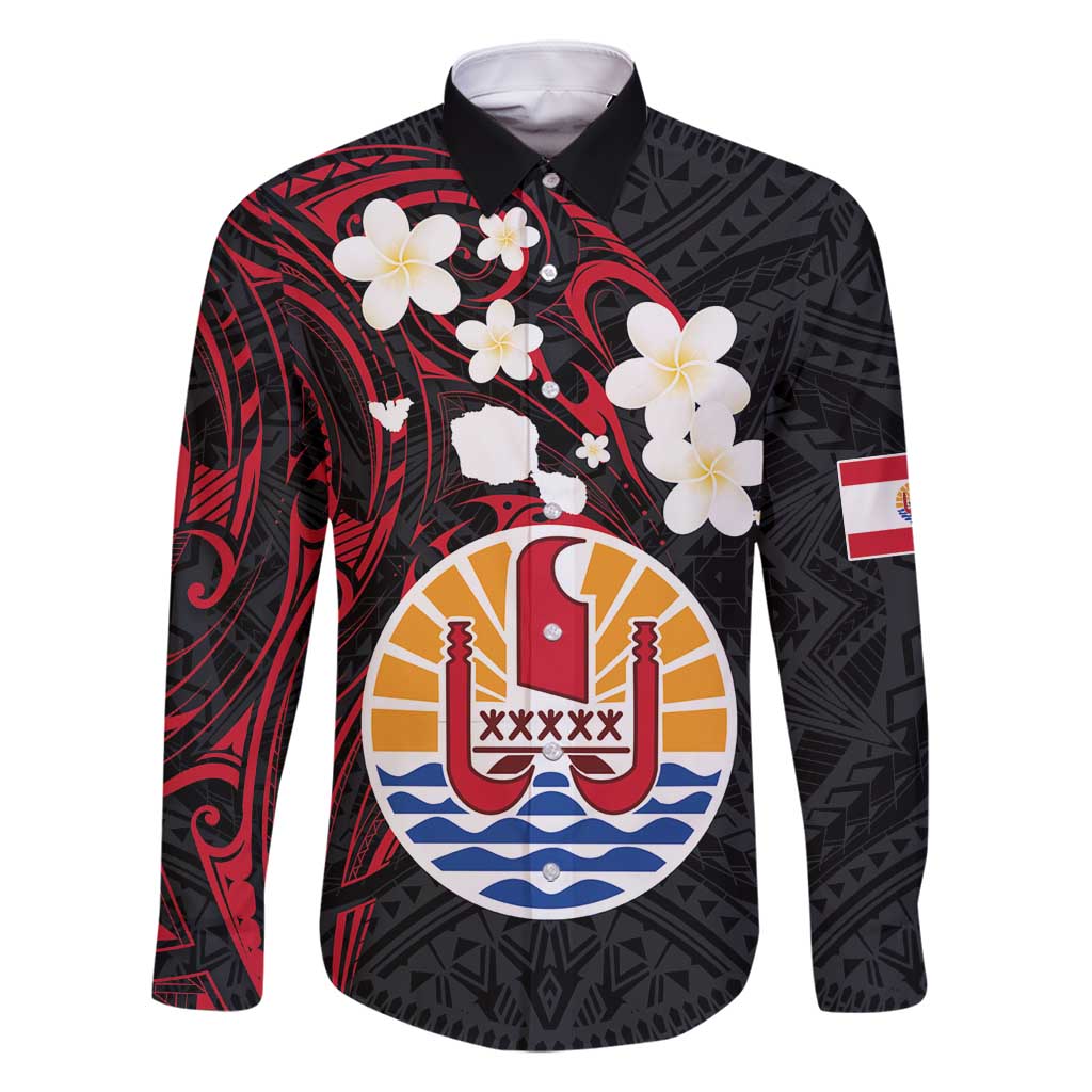French Polynesia Tiare Day Family Matching Tank Maxi Dress and Hawaiian Shirt Seal and Polynesian Pattern LT03 Dad's Shirt - Long Sleeve Black - Polynesian Pride