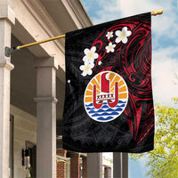 French Polynesia Tiare Day Garden Flag Seal and Polynesian Pattern LT03 House Flag Black - Polynesian Pride