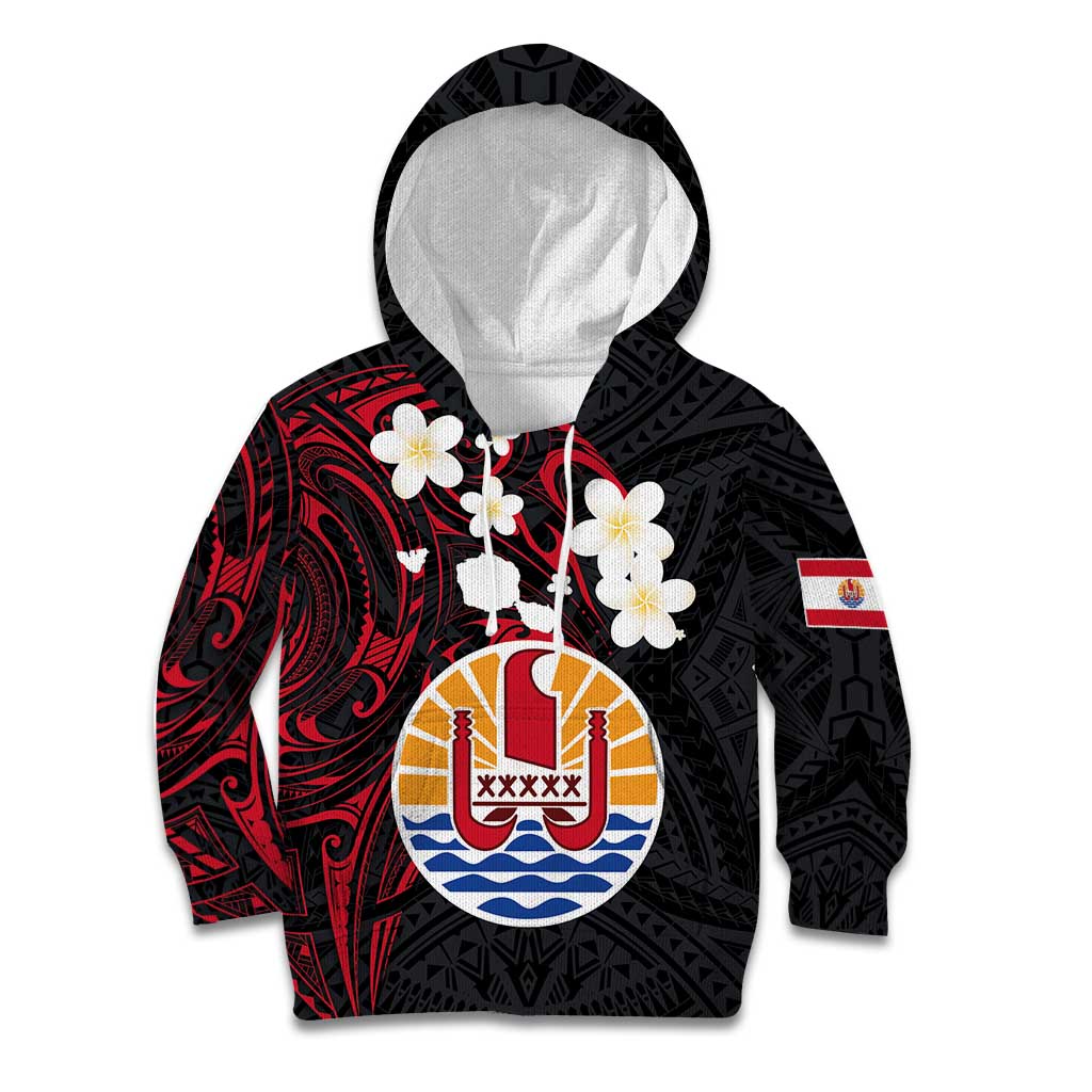 French Polynesia Tiare Day Kid Hoodie Seal and Polynesian Pattern