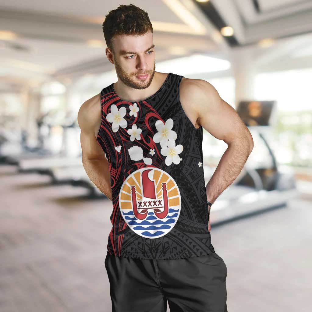 French Polynesia Tiare Day Men Tank Top Seal and Polynesian Pattern LT03 Black - Polynesian Pride