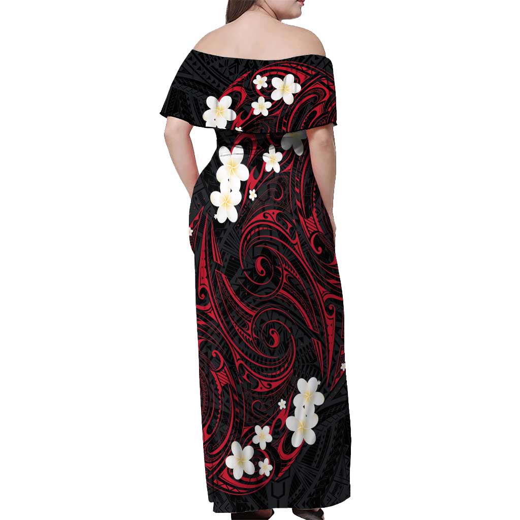 French Polynesia Tiare Day Off Shoulder Maxi Dress Seal and Polynesian Pattern LT03 - Polynesian Pride