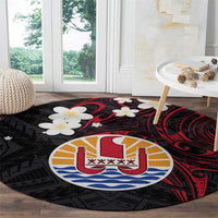 French Polynesia Tiare Day Round Carpet Seal and Polynesian Pattern