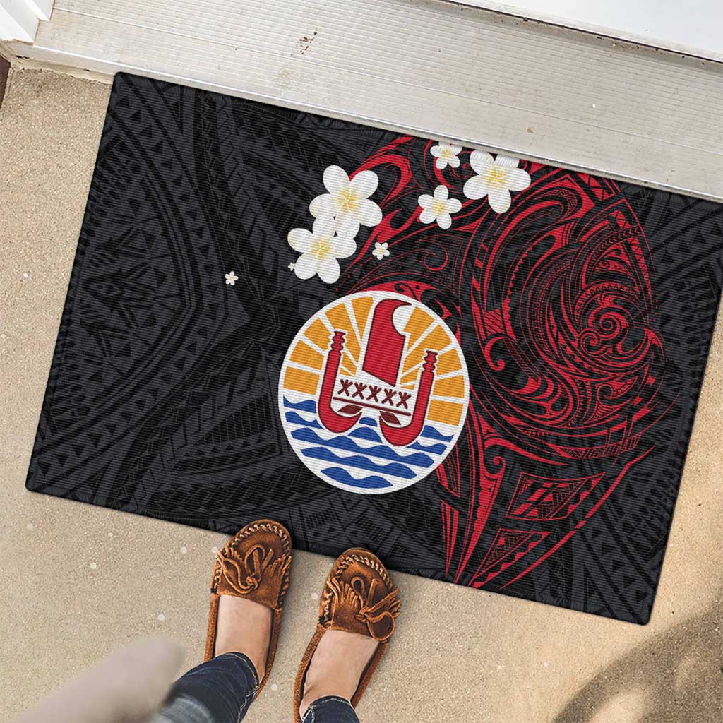 French Polynesia Tiare Day Rubber Doormat Seal and Polynesian Pattern LT03 - Polynesian Pride