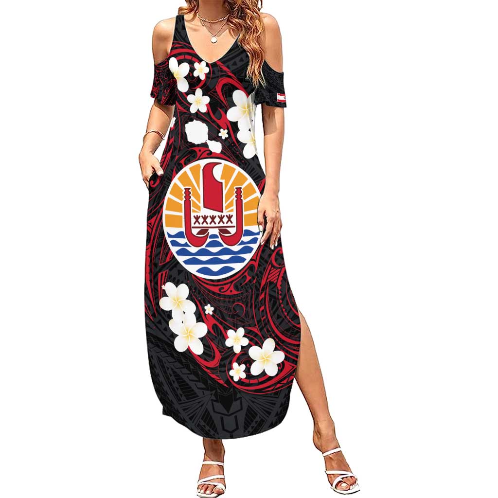 French Polynesia Tiare Day Summer Maxi Dress Seal and Polynesian Pattern LT03 Women Black - Polynesian Pride