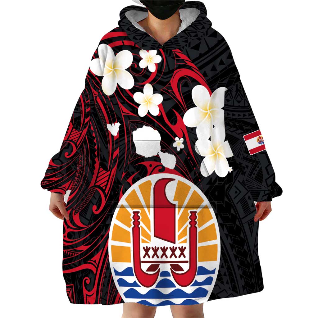French Polynesia Tiare Day Wearable Blanket Hoodie Seal and Polynesian Pattern LT03 - Polynesian Pride