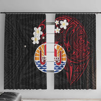 French Polynesia Tiare Day Window Curtain Seal and Polynesian Pattern LT03 With Hooks Black - Polynesian Pride