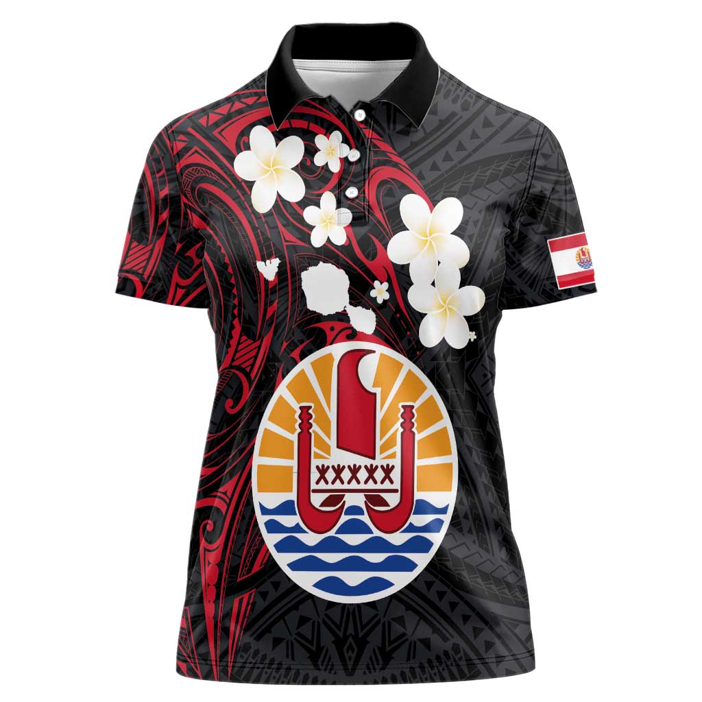 French Polynesia Tiare Day Women Polo Shirt Seal and Polynesian Pattern