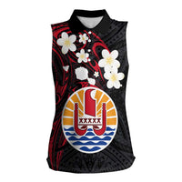 French Polynesia Tiare Day Women Sleeveless Polo Shirt Seal and Polynesian Pattern LT03 Female Black - Polynesian Pride