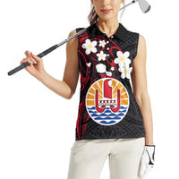French Polynesia Tiare Day Women Sleeveless Polo Shirt Seal and Polynesian Pattern LT03 - Polynesian Pride
