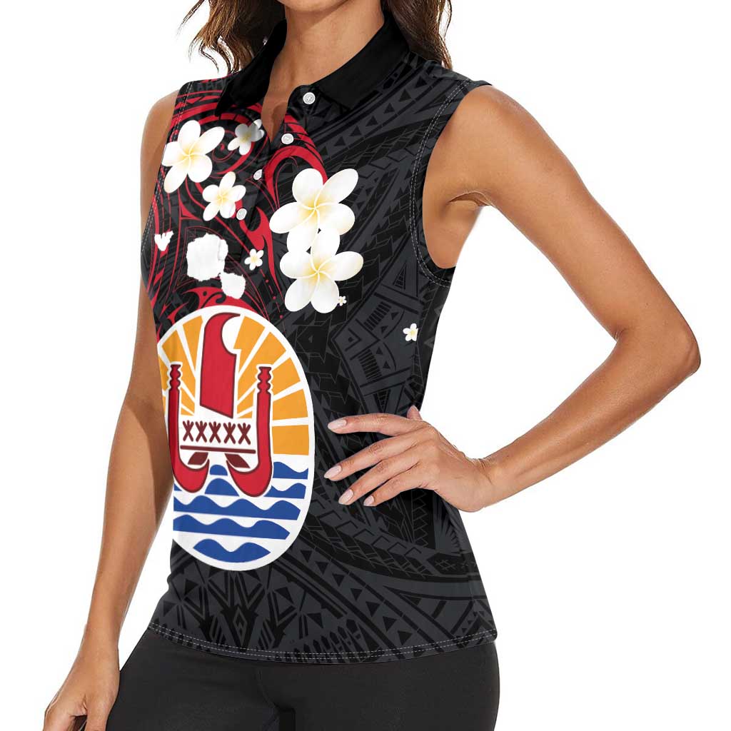 French Polynesia Tiare Day Women Sleeveless Polo Shirt Seal and Polynesian Pattern LT03 - Polynesian Pride