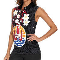 French Polynesia Tiare Day Women Sleeveless Polo Shirt Seal and Polynesian Pattern LT03 - Polynesian Pride