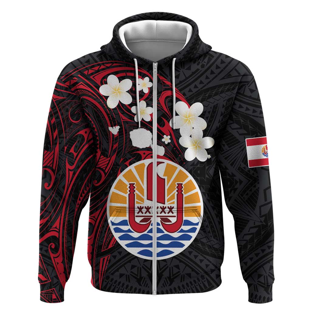 French Polynesia Tiare Day Zip Hoodie Seal and Polynesian Pattern