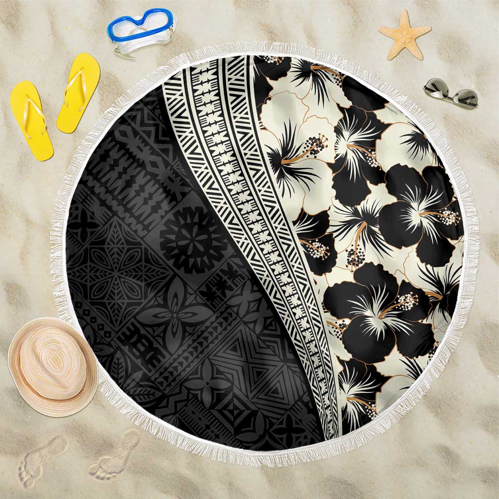 Bula Hibiscus Festival Beach Blanket Tapa Pattern Half Style