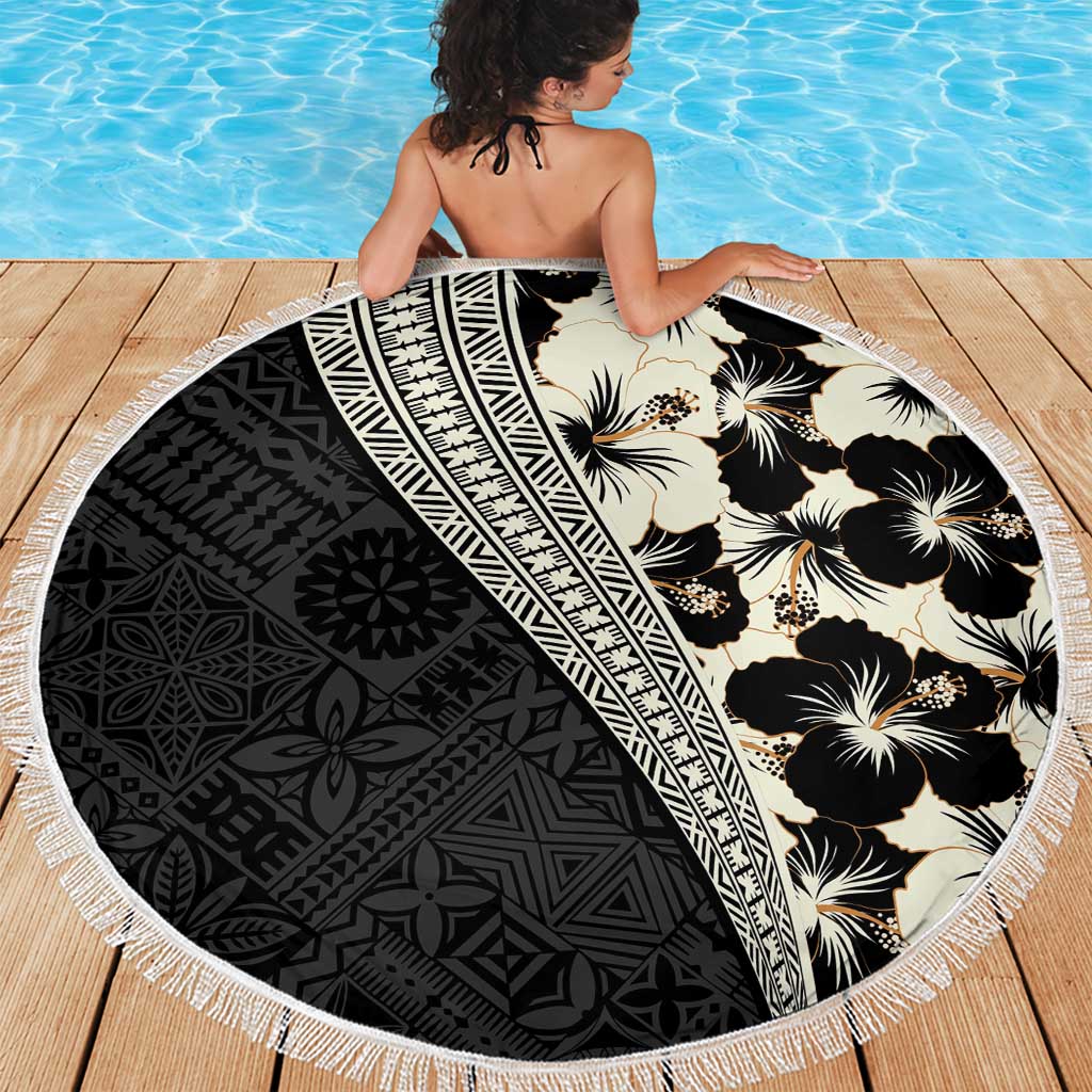 Bula Hibiscus Festival Beach Blanket Tapa Pattern Half Style LT03 - Polynesian Pride