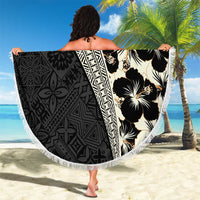 Bula Hibiscus Festival Beach Blanket Tapa Pattern Half Style LT03 - Polynesian Pride