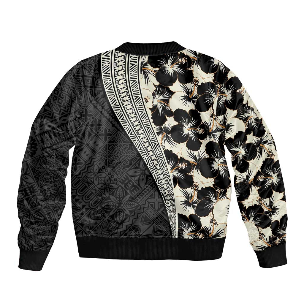 Bula Hibiscus Festival Bomber Jacket Tapa Pattern Half Style LT03 - Polynesian Pride