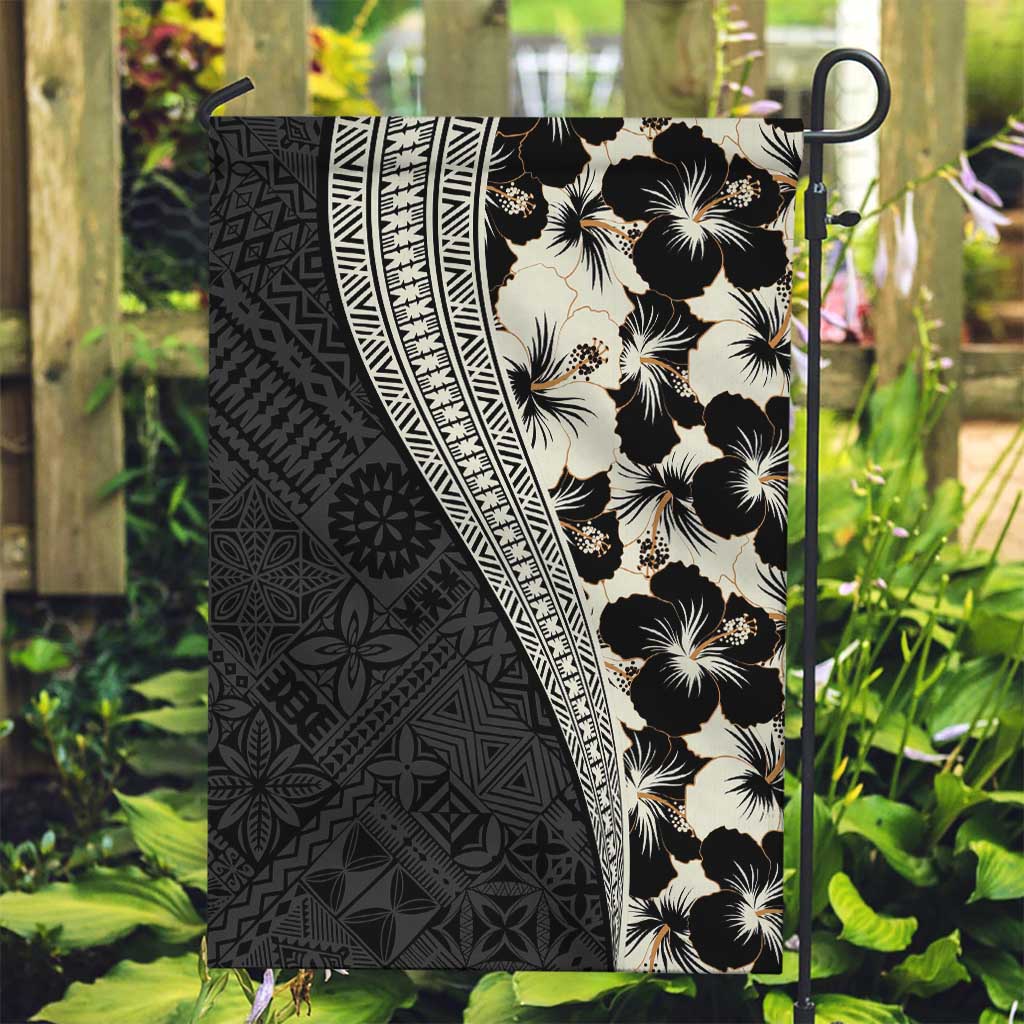 Bula Hibiscus Festival Garden Flag Tapa Pattern Half Style LT03 Garden Flag Beige - Polynesian Pride