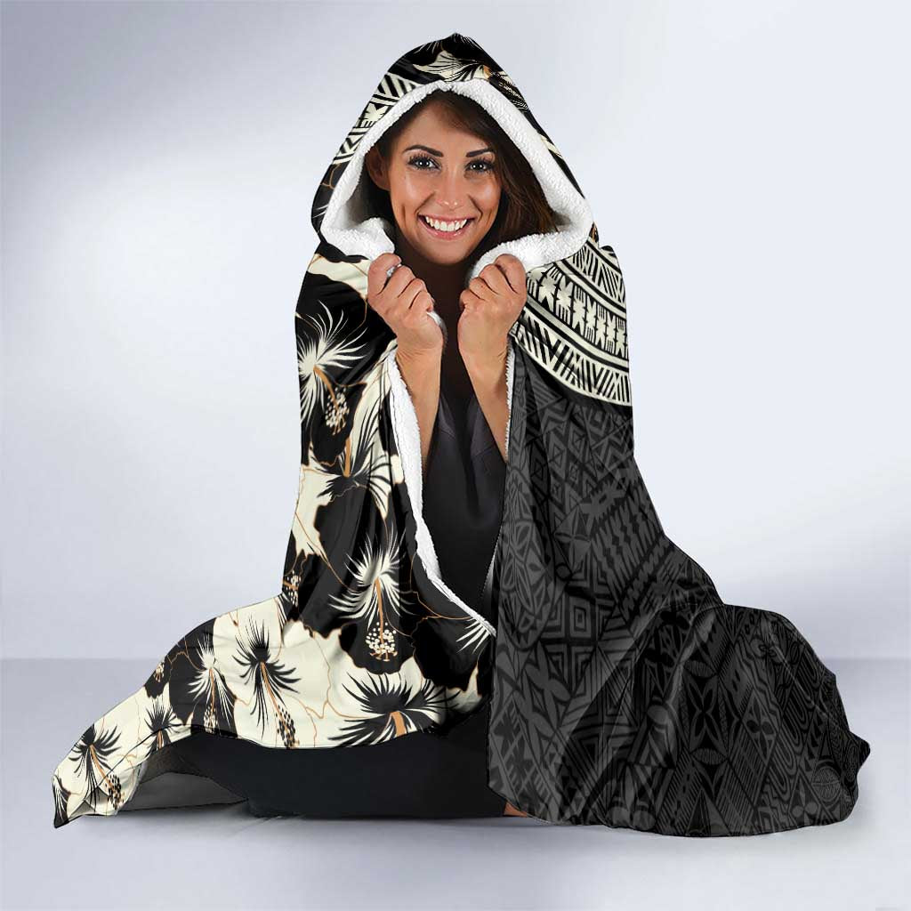 Bula Hibiscus Festival Hooded Blanket Tapa Pattern Half Style LT03 - Polynesian Pride