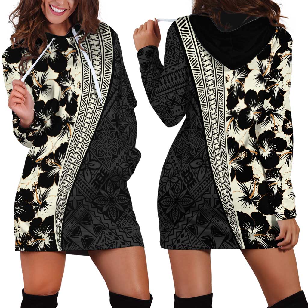 Bula Hibiscus Festival Hoodie Dress Tapa Pattern Half Style LT03 - Polynesian Pride