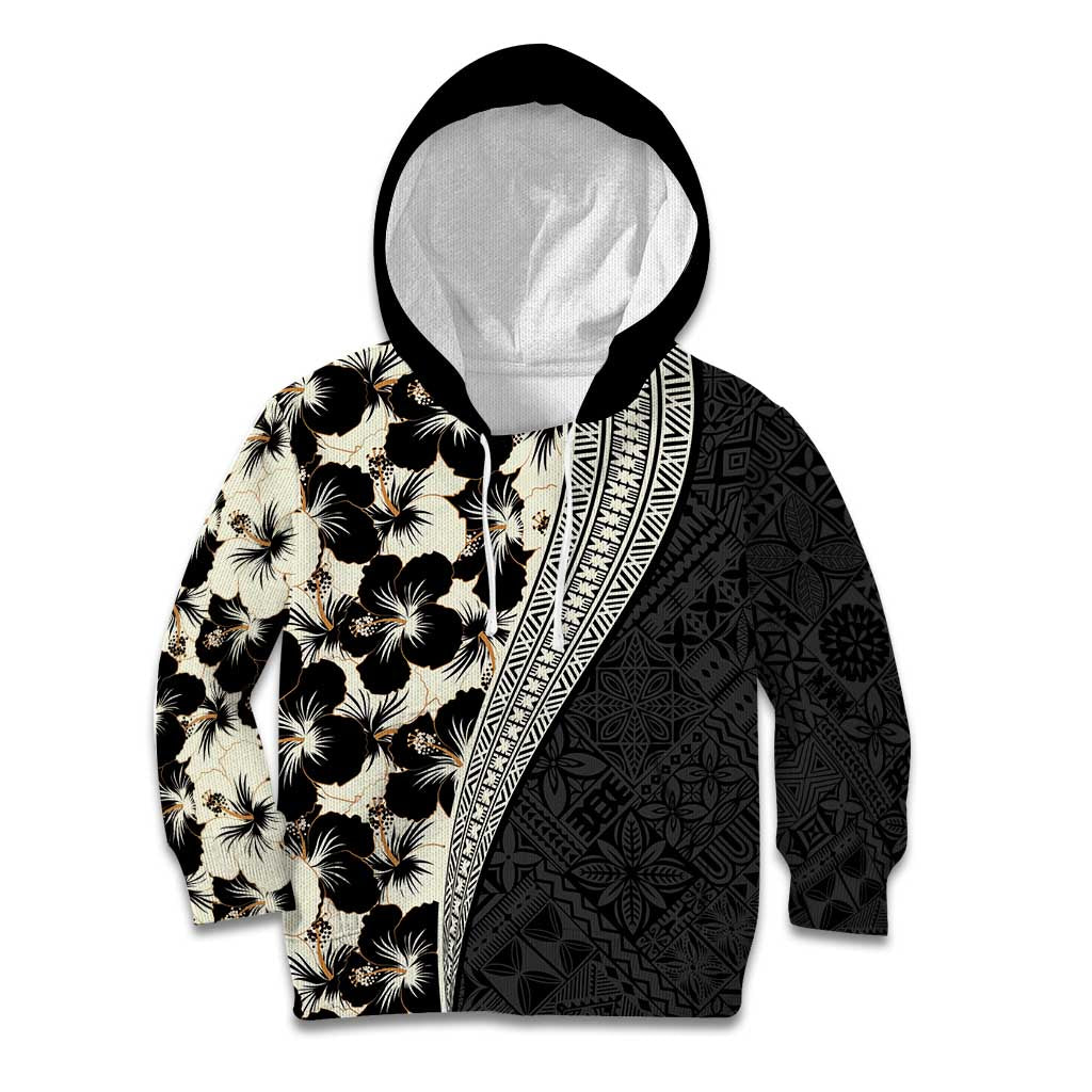 Bula Hibiscus Festival Kid Hoodie Tapa Pattern Half Style