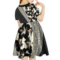 Bula Hibiscus Festival Kid Short Sleeve Dress Tapa Pattern Half Style