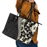 Bula Hibiscus Festival Leather Tote Bag Tapa Pattern Half Style LT03 - Polynesian Pride