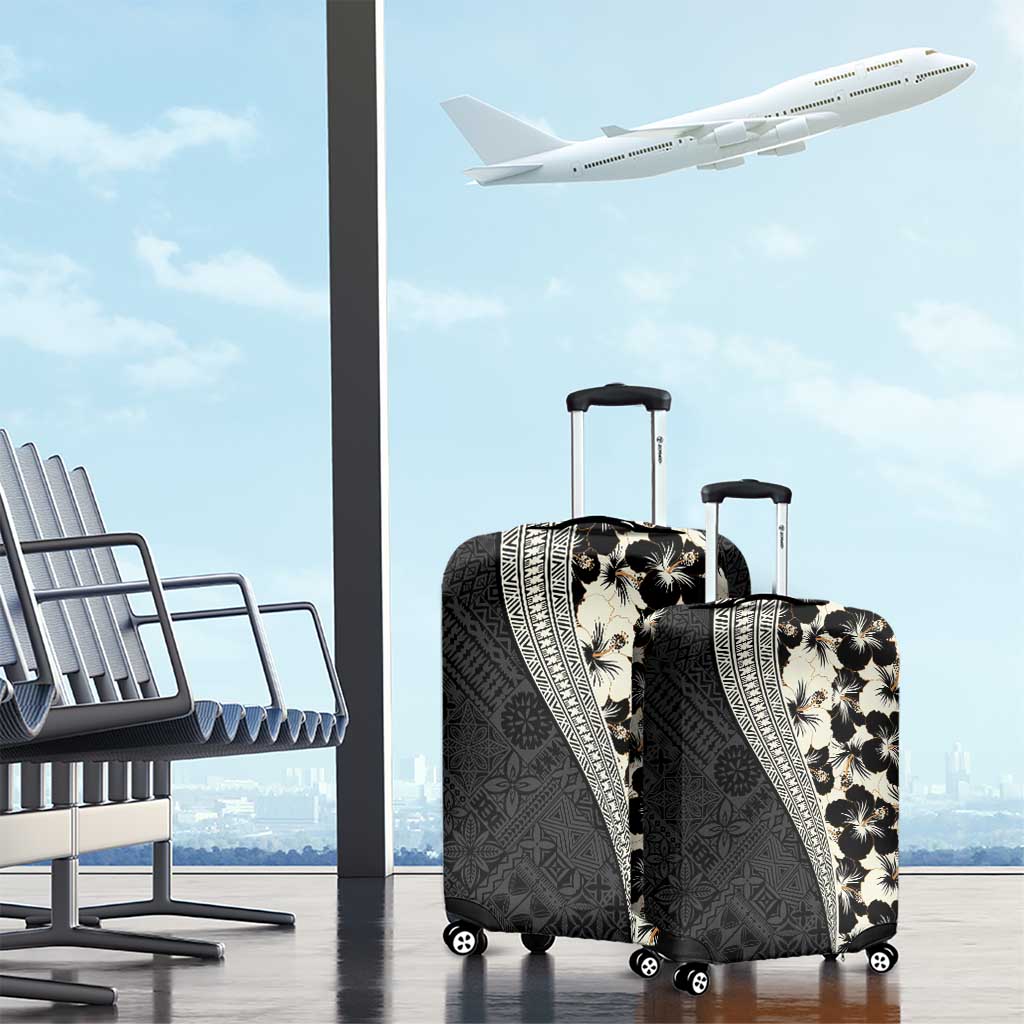 Bula Hibiscus Festival Luggage Cover Tapa Pattern Half Style