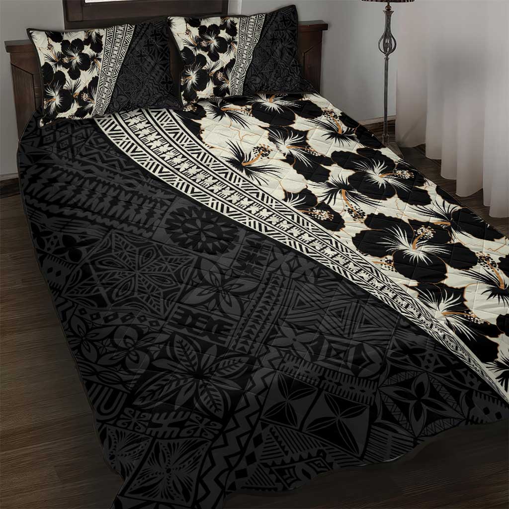Bula Hibiscus Festival Quilt Bed Set Tapa Pattern Half Style LT03 Beige - Polynesian Pride