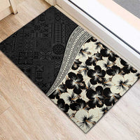 Bula Hibiscus Festival Rubber Doormat Tapa Pattern Half Style