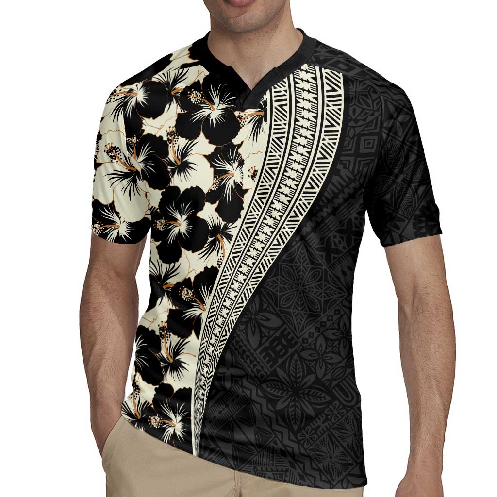 Bula Hibiscus Festival Rugby Jersey Tapa Pattern Half Style LT03 - Polynesian Pride