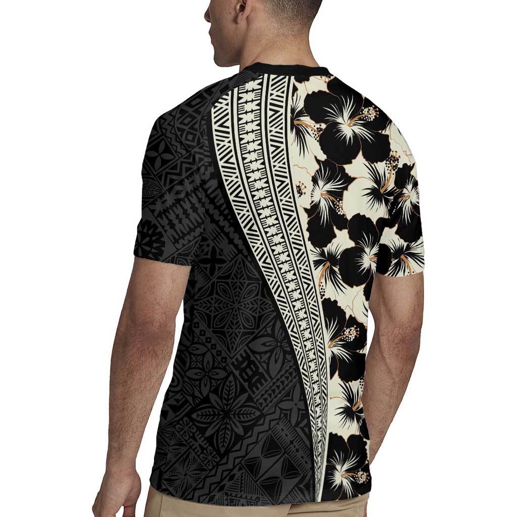 Bula Hibiscus Festival Rugby Jersey Tapa Pattern Half Style LT03 - Polynesian Pride
