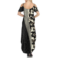 Bula Hibiscus Festival Summer Maxi Dress Tapa Pattern Half Style LT03 - Polynesian Pride