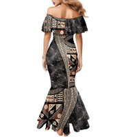 Bula Hibiscus Festival Family Matching Mermaid Dress and Hawaiian Shirt Fijian Masi Pattern Half Style