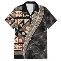 Bula Hibiscus Festival Family Matching Off Shoulder Short Dress and Hawaiian Shirt Fijian Masi Pattern Half Style