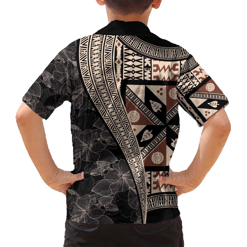 Bula Hibiscus Festival Family Matching Tank Maxi Dress and Hawaiian Shirt Fijian Masi Pattern Half Style