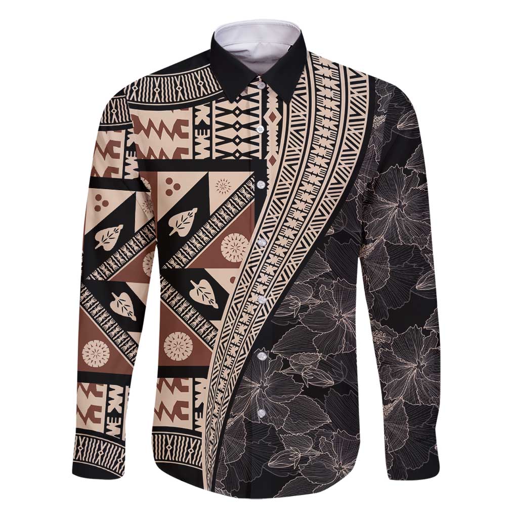 Bula Hibiscus Festival Family Matching Tank Maxi Dress and Hawaiian Shirt Fijian Masi Pattern Half Style