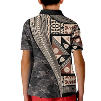Bula Hibiscus Festival Kid Polo Shirt Fijian Masi Pattern Half Style