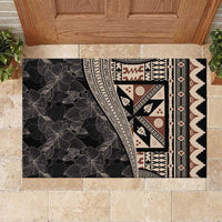 Bula Hibiscus Festival Rubber Doormat Fijian Masi Pattern Half Style