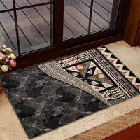 Bula Hibiscus Festival Rubber Doormat Fijian Masi Pattern Half Style