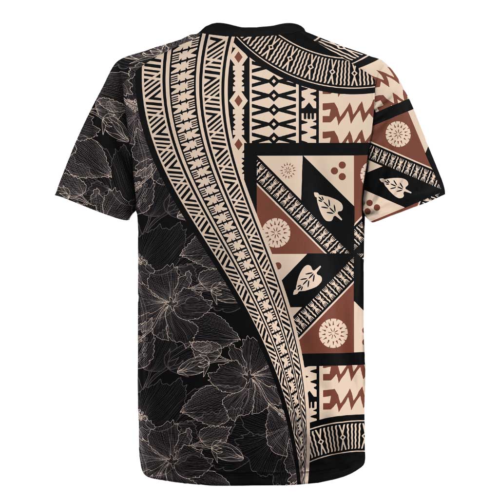Bula Hibiscus Festival Rugby Jersey Fijian Masi Pattern Half Style