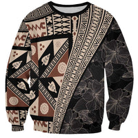 Bula Hibiscus Festival Sweatshirt Fijian Masi Pattern Half Style