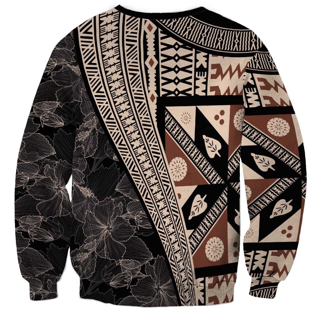 Bula Hibiscus Festival Sweatshirt Fijian Masi Pattern Half Style