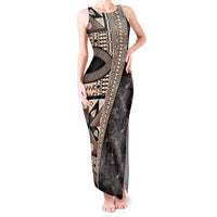 Bula Hibiscus Festival Tank Maxi Dress Fijian Masi Pattern Half Style