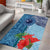 Fiji Day Area Rug Tapa Pattern and Hibiscus Flower