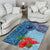 Fiji Day Area Rug Tapa Pattern and Hibiscus Flower