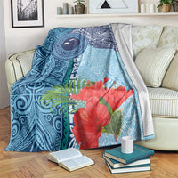 Fiji Day Blanket Tapa Pattern and Hibiscus Flower