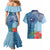 Fiji Day Couples Matching Mermaid Dress and Hawaiian Shirt Tapa Pattern and Hibiscus Flower